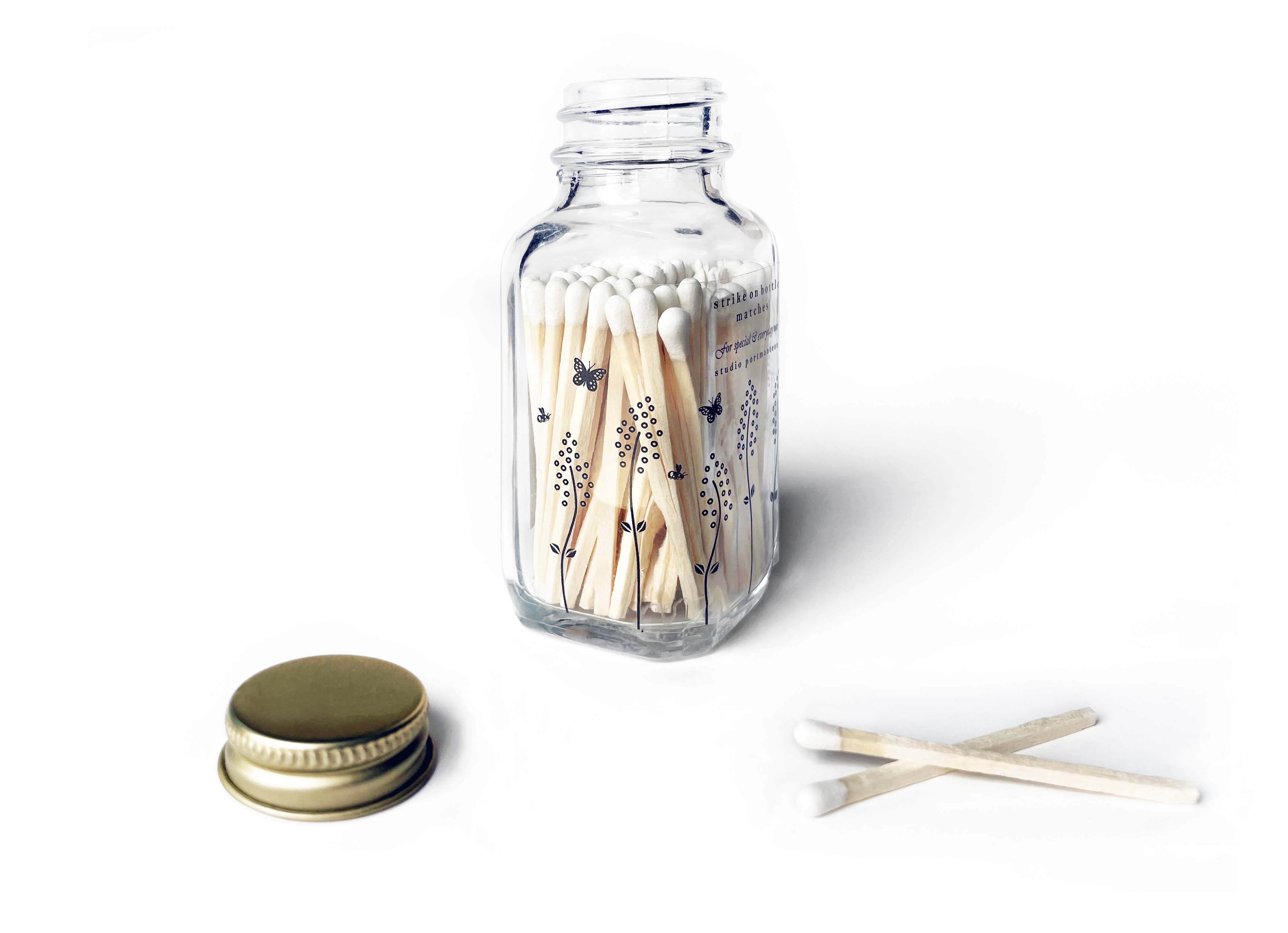 Studio Portmanteau – Großhandel Streichhölzer – Wildflower Streichholzglas, 2,5 cm, Weiß | Hübscher Streichholzhalter aus Glas5