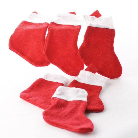 Factory Direct Craft - Wholesale Holiday Stocking - 6-1/2" Small Red Felt Christmas Stockings (Pack of 6)3