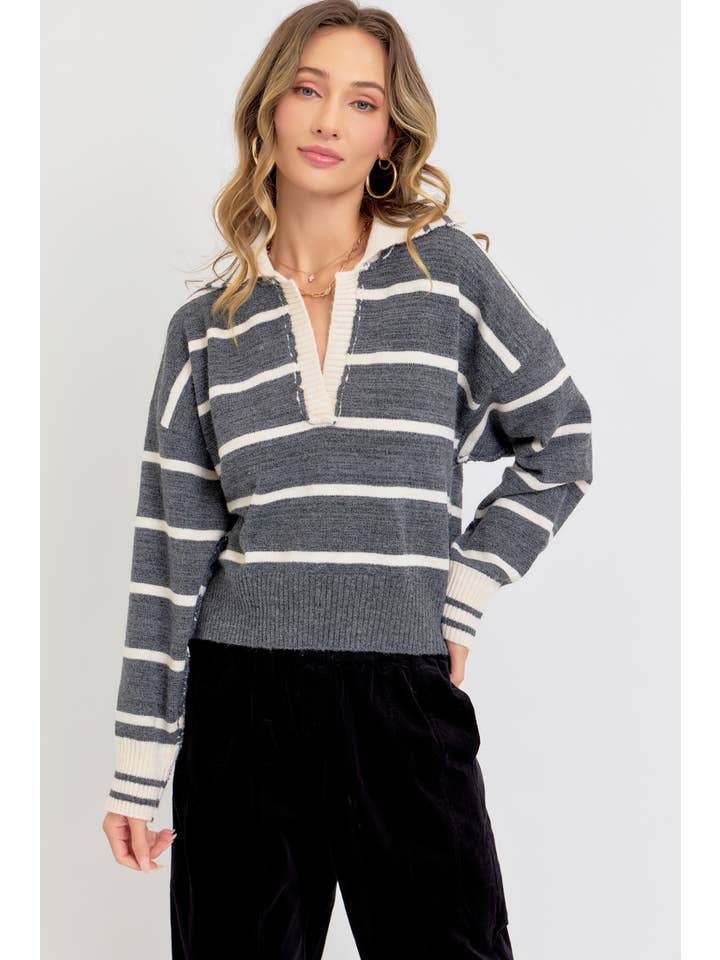 Sweet Lovely by Jen - Wholesale Knit Sweater - Women's - STRIPED EVERYDAY KNIT SWEATER31