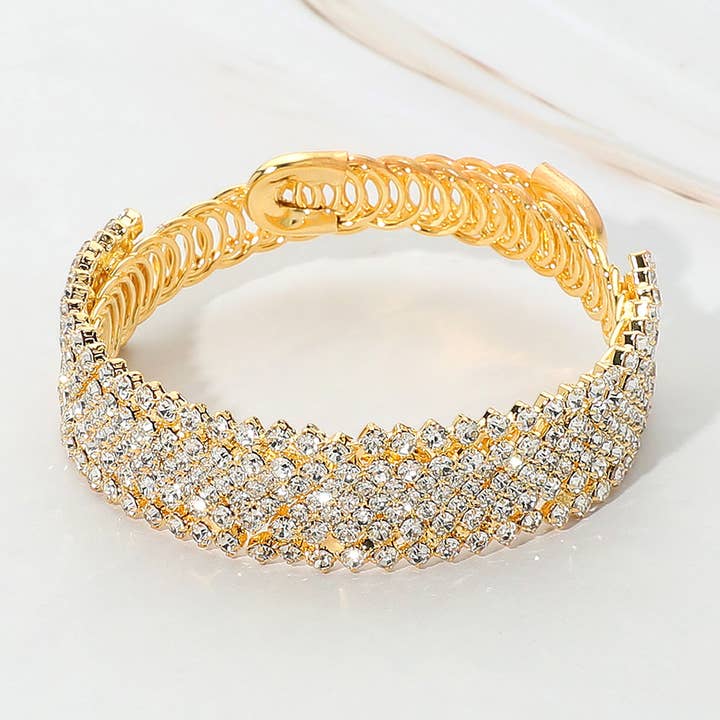 Crystal rhinestone evening bracelet for wholesale by Sensibling Corp.