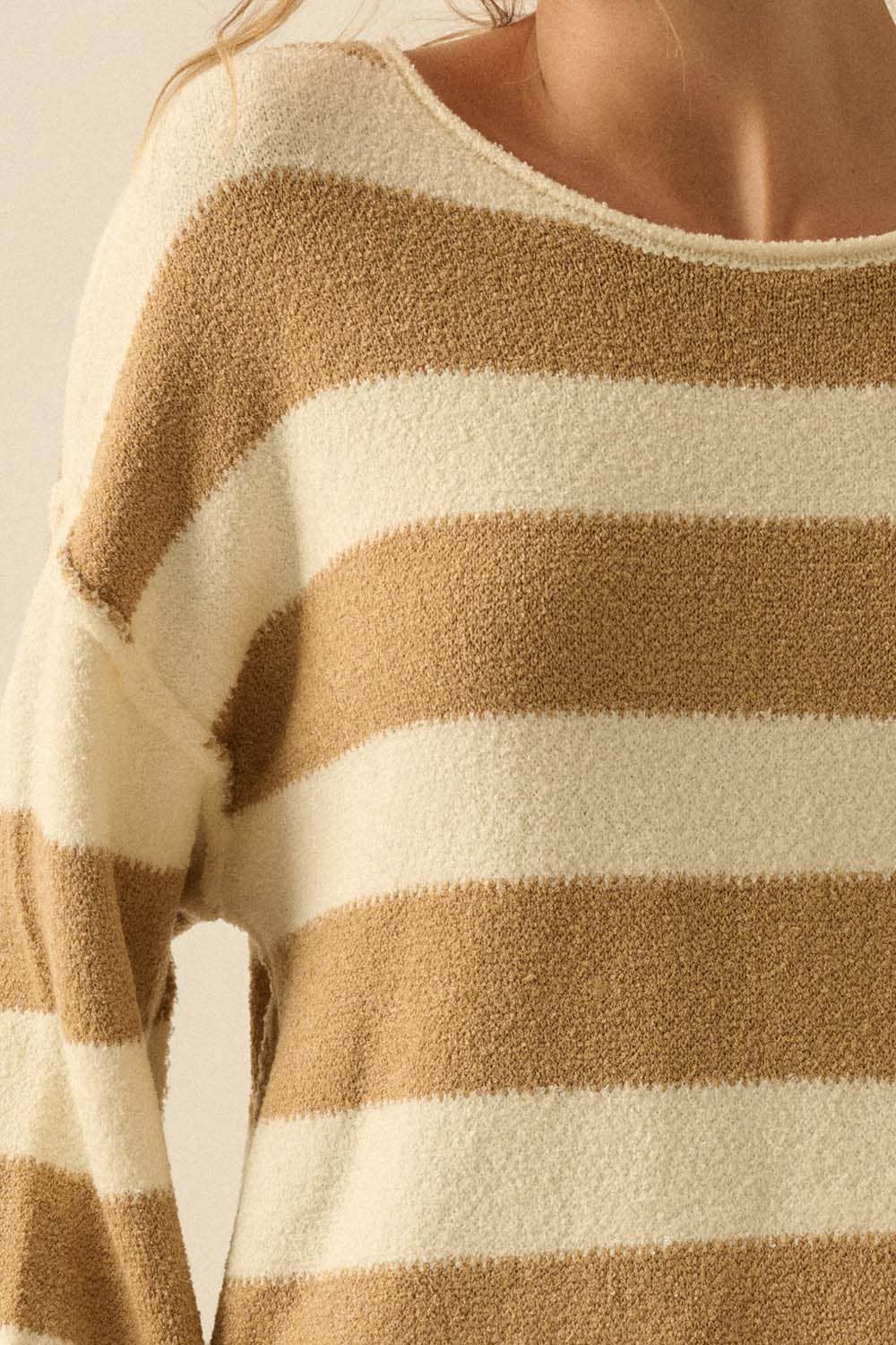 Promesa USA - Wholesale Knit Sweater - Women's - Textured Striped Knit Rolled-Edge Sweater1