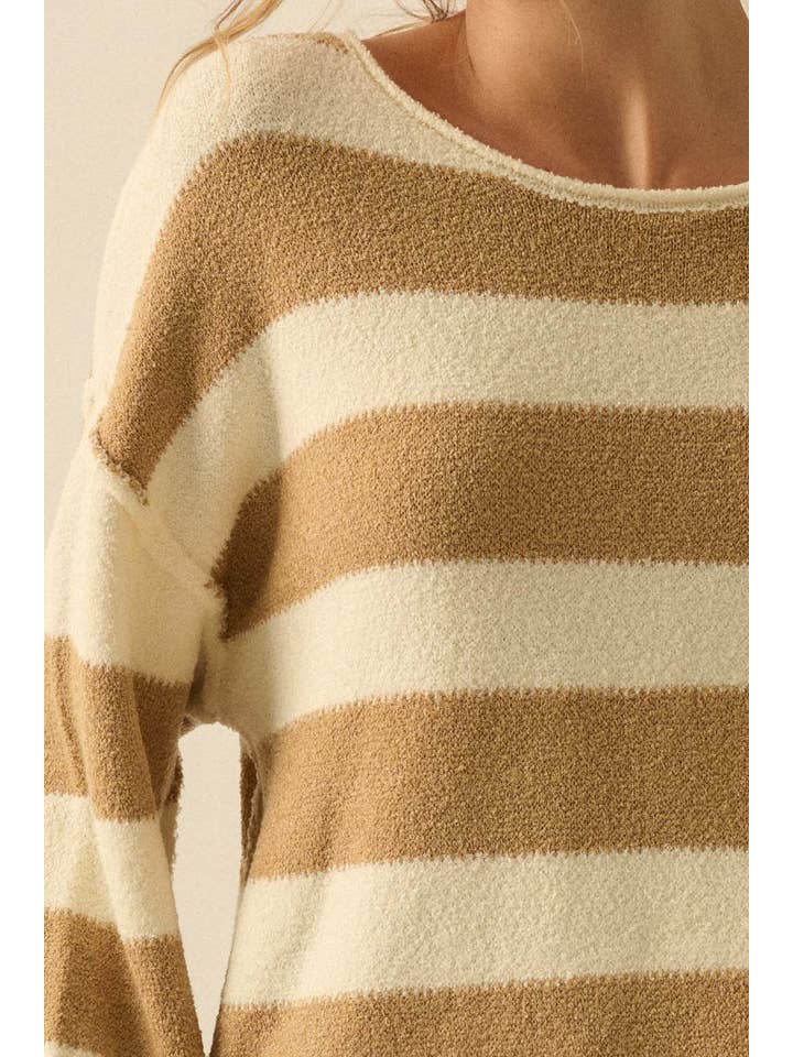 Promesa USA - Wholesale Knit Sweater - Women's - Textured Striped Knit Rolled-Edge Sweater1