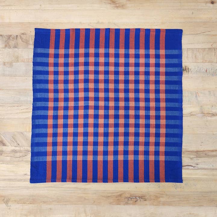 All Roads - Wholesale Dinner & Cloth Napkin - Grid Napkin Pair - Cobalt