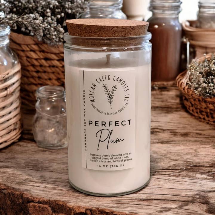 PERFECT PLUM SOY WAX CANDLE for wholesale by Morgan Creek Candles LLC