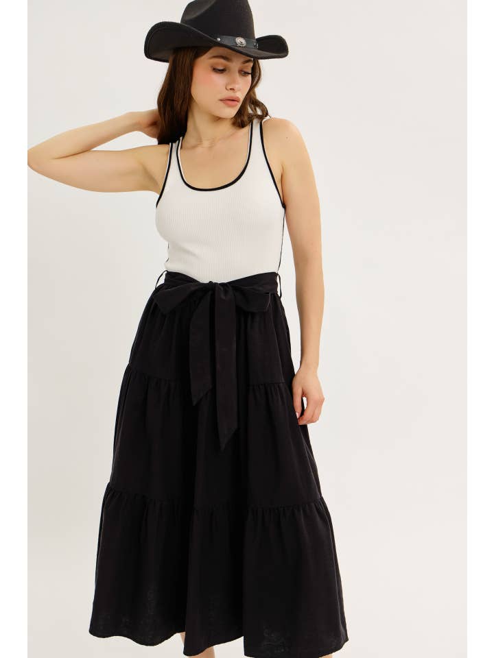 idem ditto – Engroshandel Kjole - Dame – MIDI-KJOLE MED BÆLTE OG FLÆSEDETALJER I BLANDET MEDIE OG SWEATERMATERIALE18