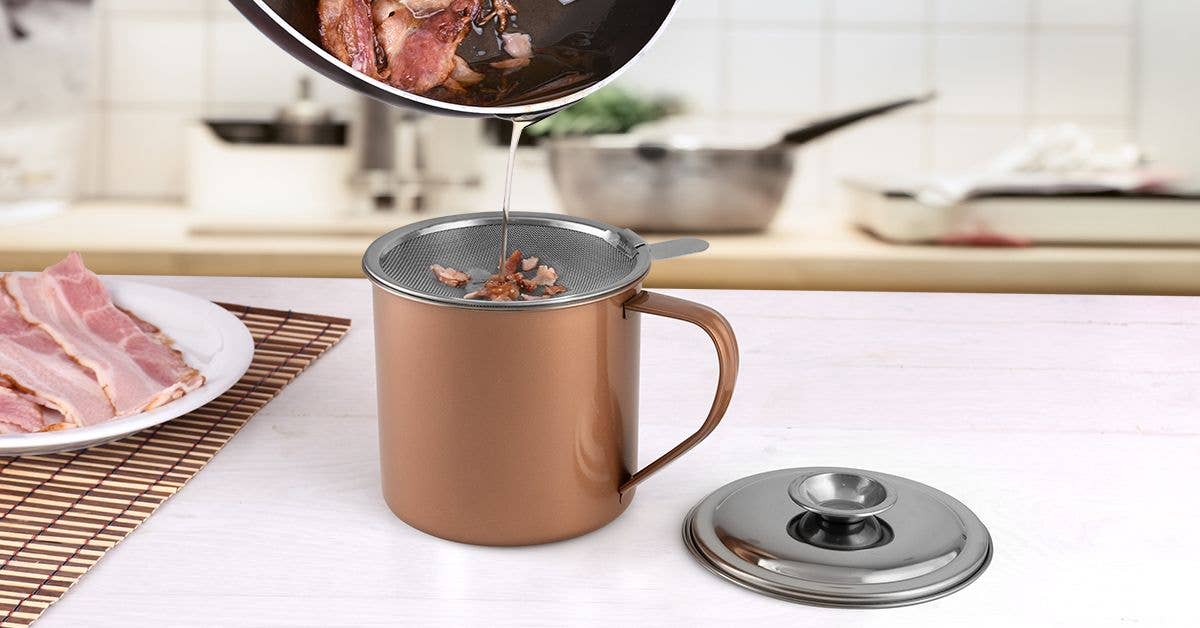 Zulay Kitchen - Wholesale Food Storage Container - Bacon Grease Container With Strainer & Lid - 1 Liter22