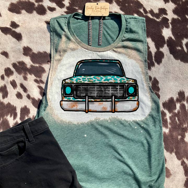 Old School Leopard Truck Tank för wholesale av Ranchy Roan Boutique