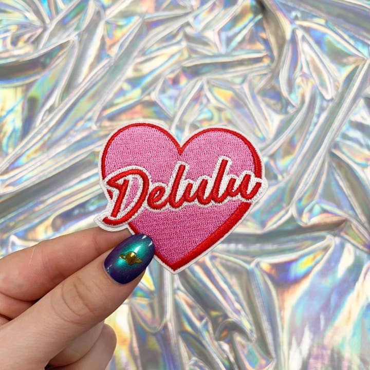 Delulu Heart Patch, Iron On Backing for wholesale by The Crafty Engineer