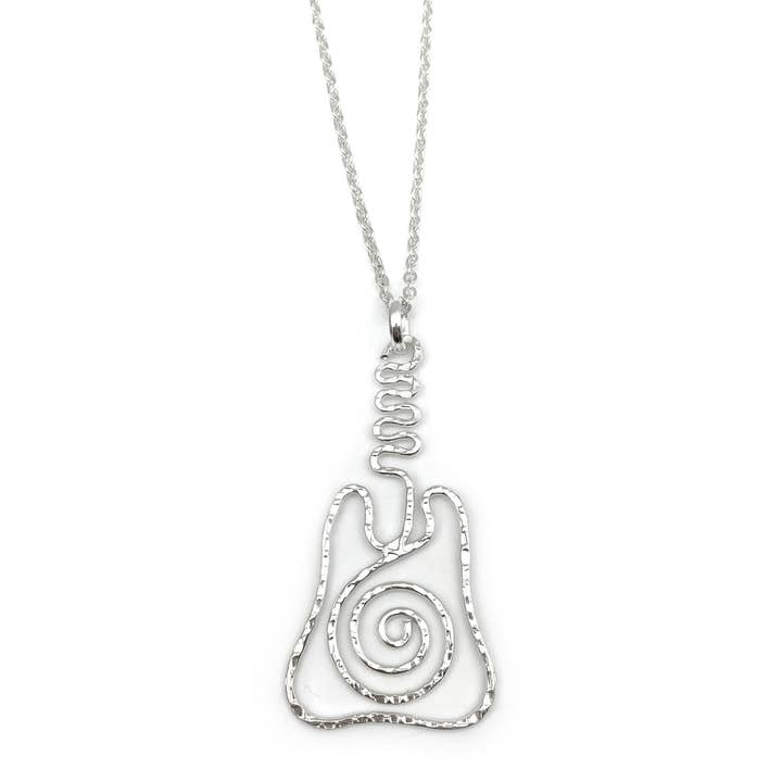 Silver Plated Pendant Necklace - Guitar for wholesale by Anju Jewelry