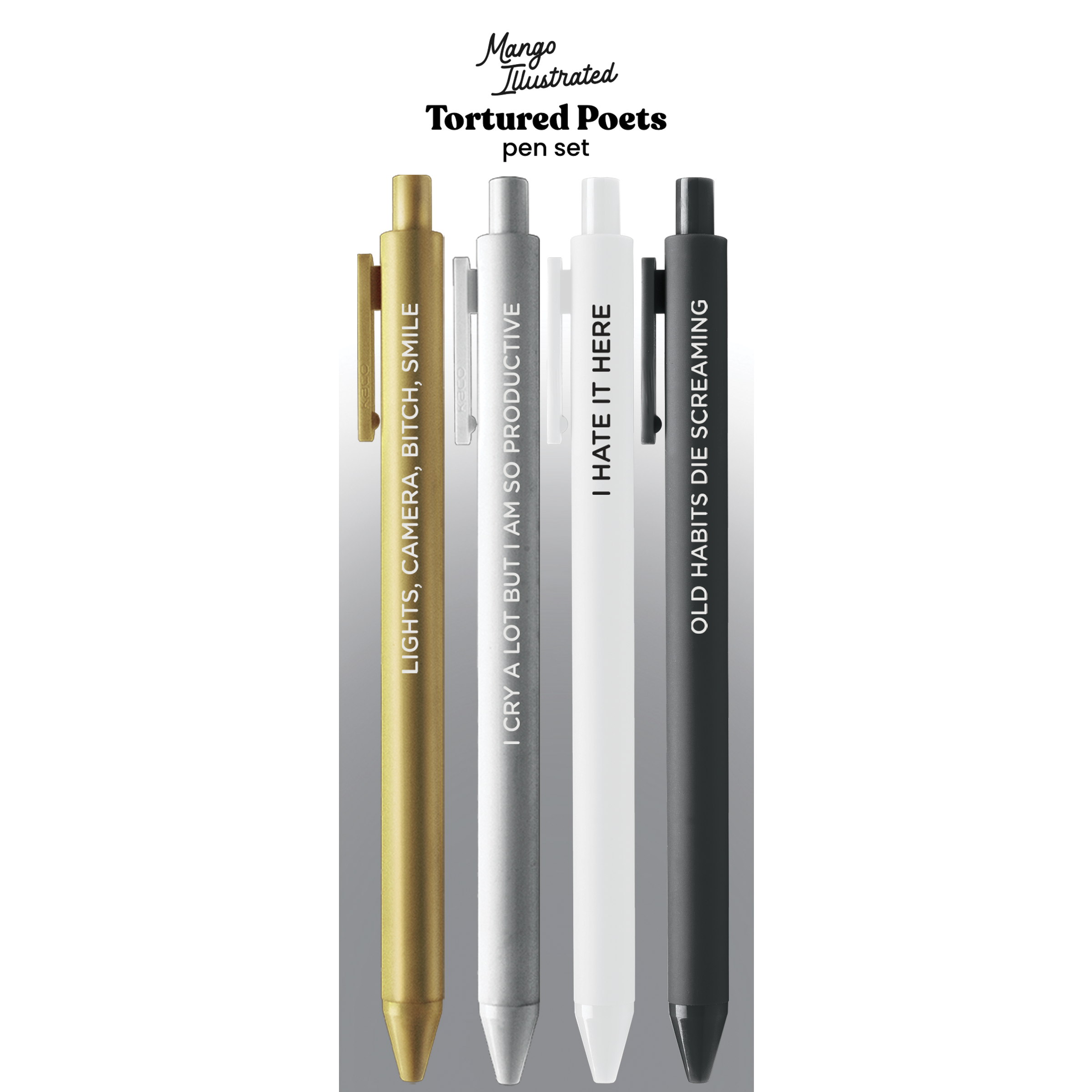 MangoIllustrated - Wholesale Pen - Tortured Poets jotter pen set2