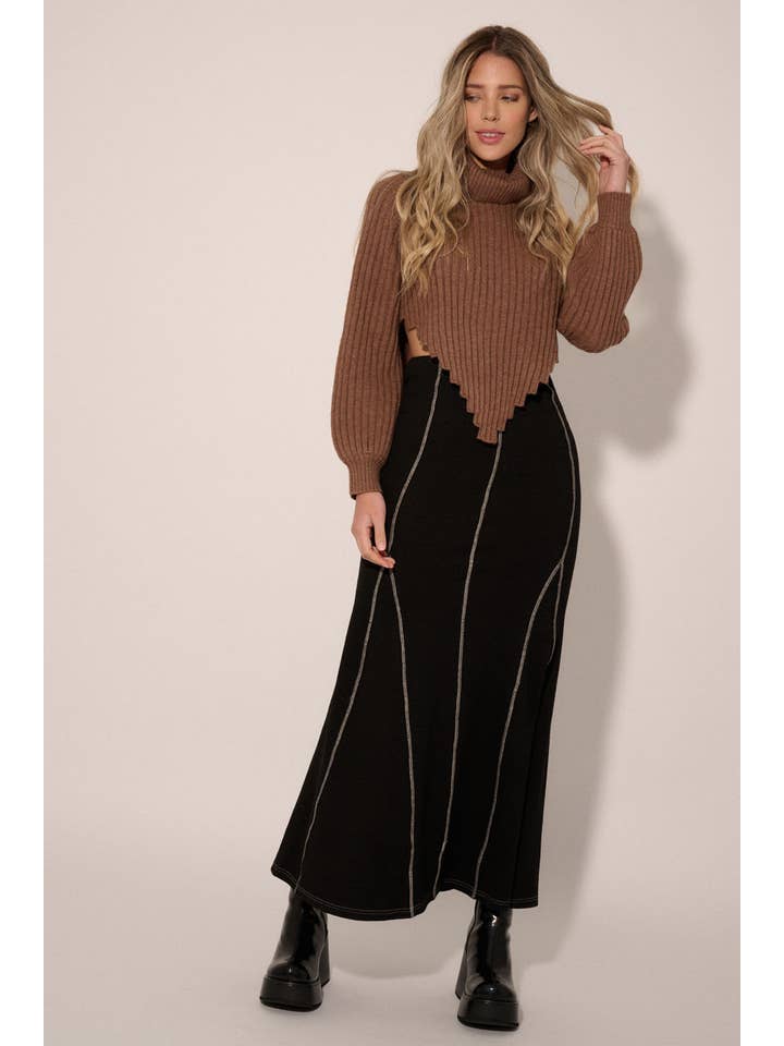 Promesa USA - Wholesale Skirt - Women's - Solid Inverted Seam Flared Maxi Skirt10