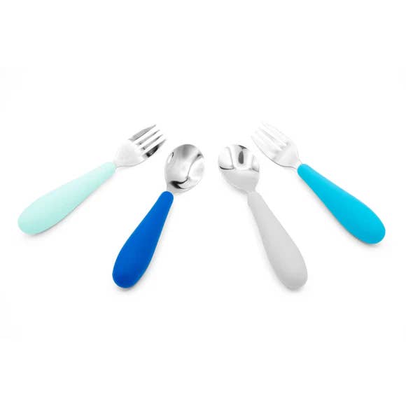 321 Grow Eat with Me Silicone Spoon and Fork Set - Midnight for wholesale by 321 Grow