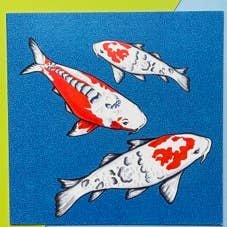 Cartão de carpa koi quadrado por atacado de Uwu Studio