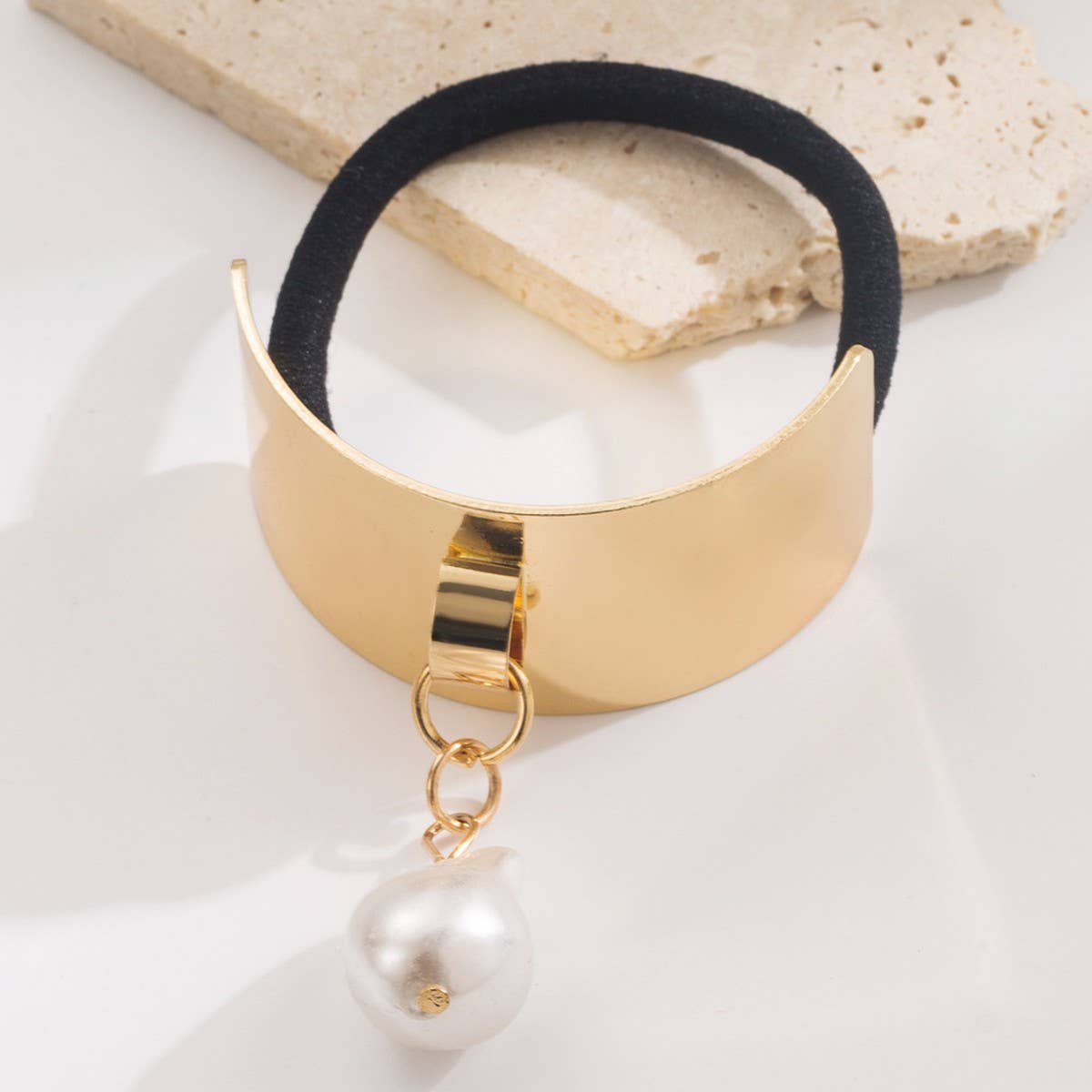 ACCITY - Wholesale Hair Tie - Gold Waterdrop Heart Pendant Elastic Hair Tie_CWAHA61864