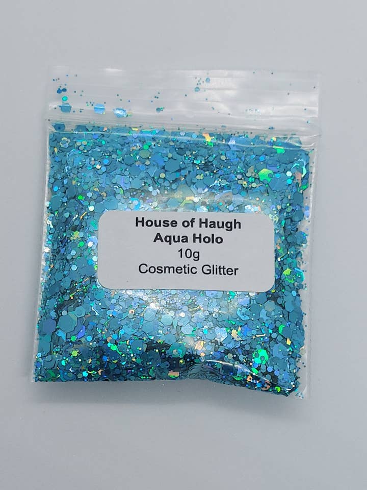 10 g de paillettes de qualité cosmétique Aqua Holo pour la vente par House of Haugh Craft Supplies