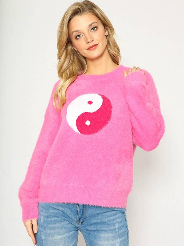 Miss Sparkling - Wholesale Knit Sweater - Women's - Ying Yang Fuzzy Sweater5