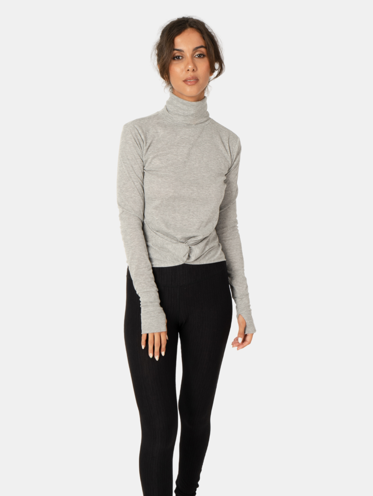 Hands To Hearts - Wholesale Knit Top - Women's - Reversible Knotted LS Turtleneck Azure3