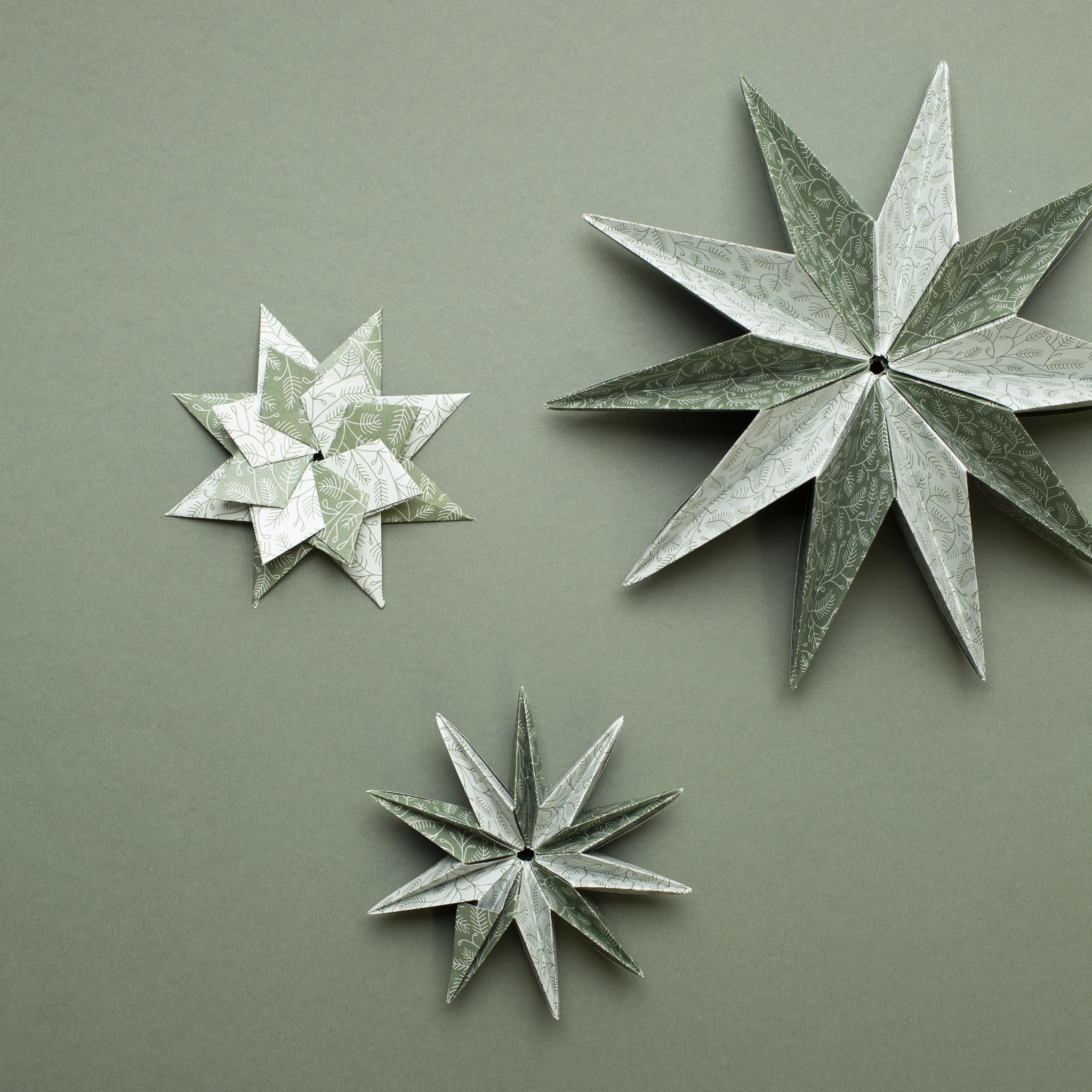 My Pretty Circus - Wholesale Origami/Kirigami Paper - Christmas origami paper - “pine branches” green - 25 sheets6