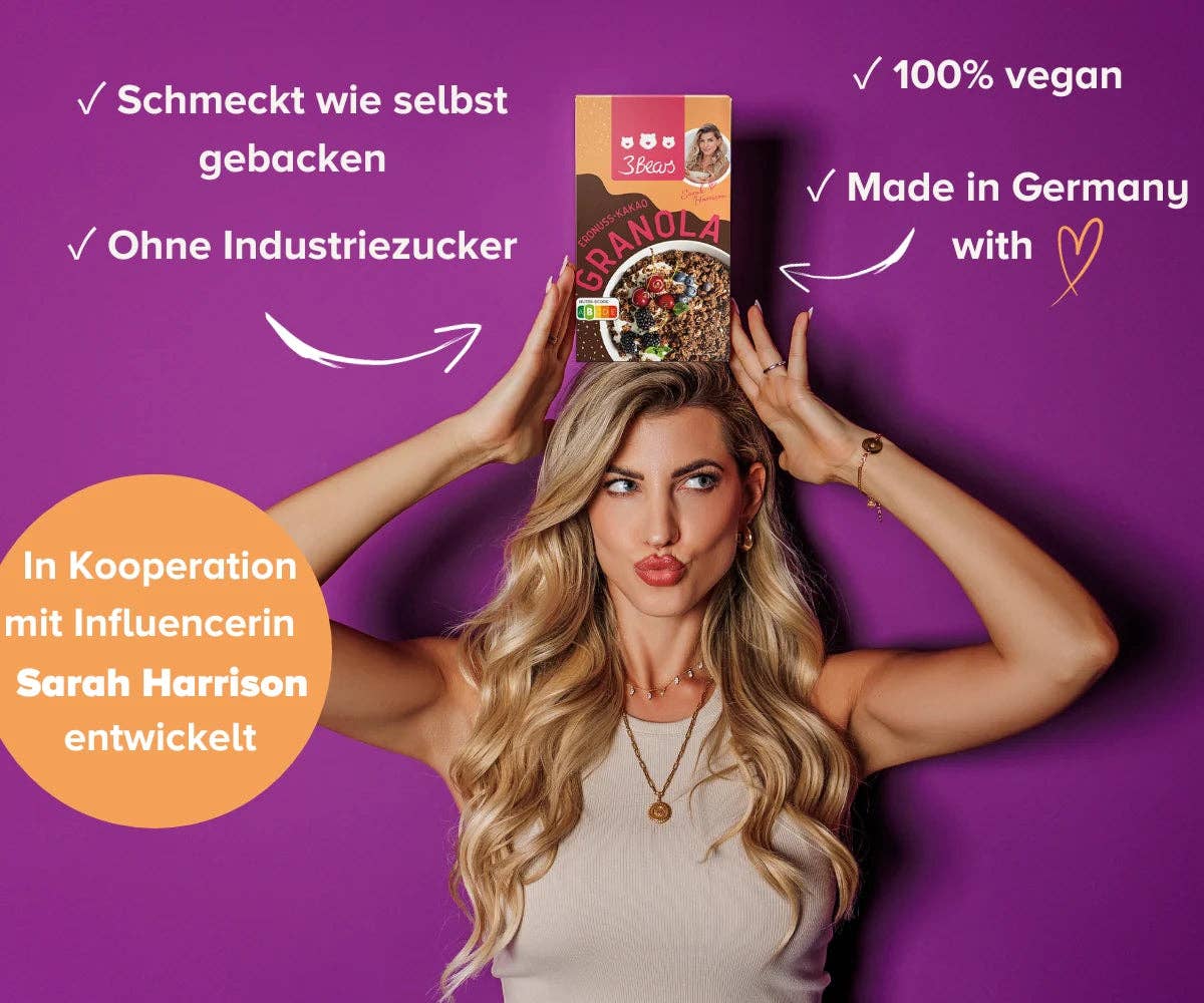 3Bears - Venta al por mayor Muesli - Granola vegana de cacahuete y cacao 3Bears X Sarah Harrison VE82