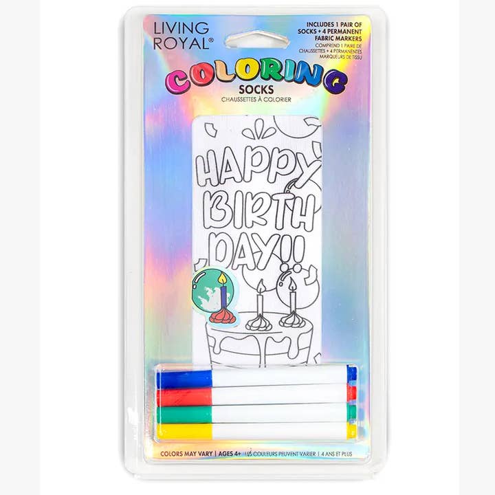Living Royal - Vente Kit de bricolage – enfant - Chaussettes pour chevilles - Kit de coloriage à faire soi-même - Joyeux anniversaire