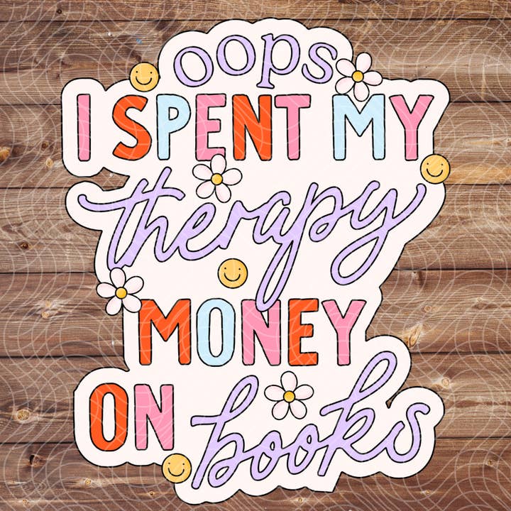 3" Money Books Therapy Bookish Vinyl Sticker for wholesale by The Geek Boutique