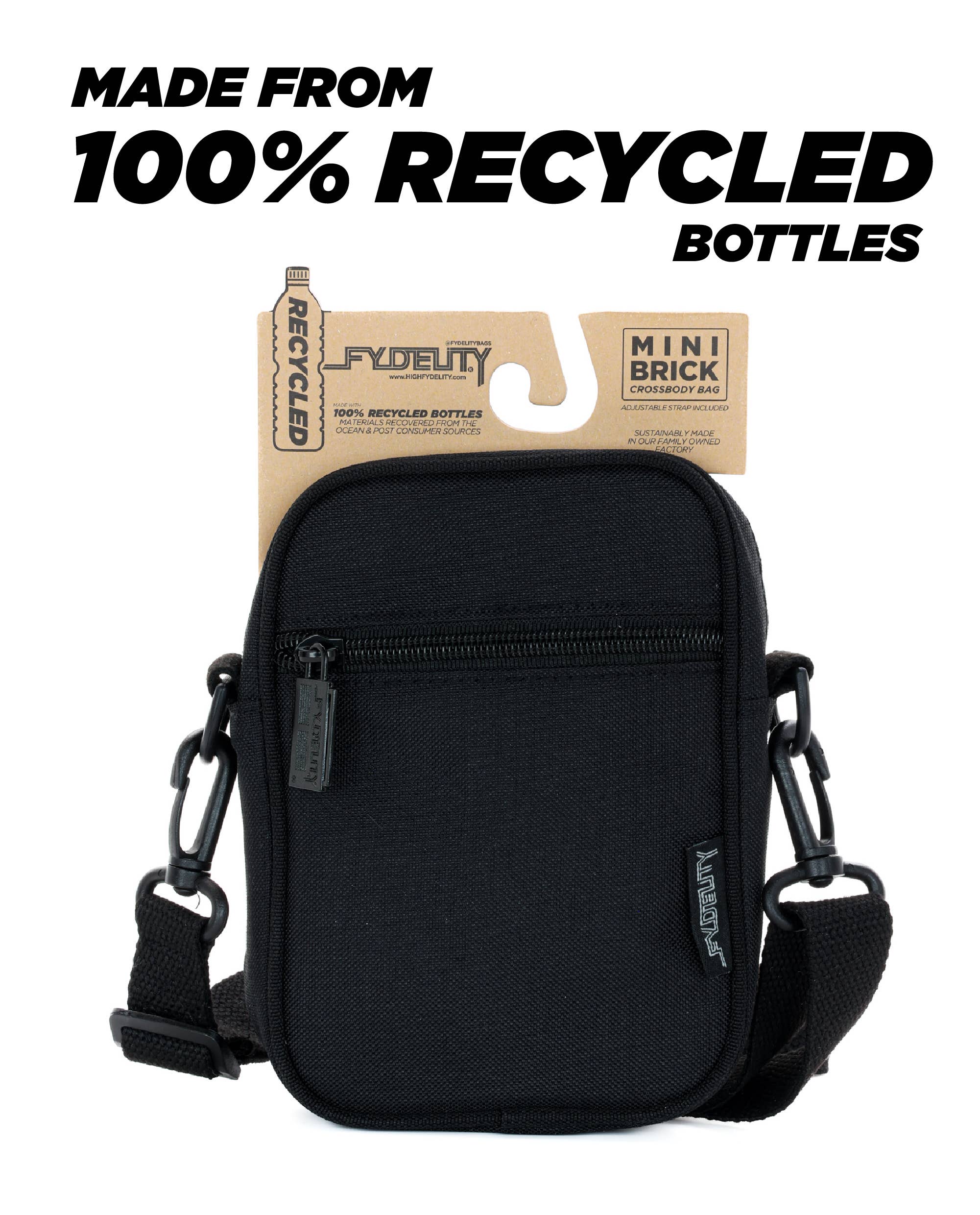 Fydelity – Engroshandel Crossbodytaske – unisex – 88660: Mini Brick Bag | Genanvendt RPET | Sort2