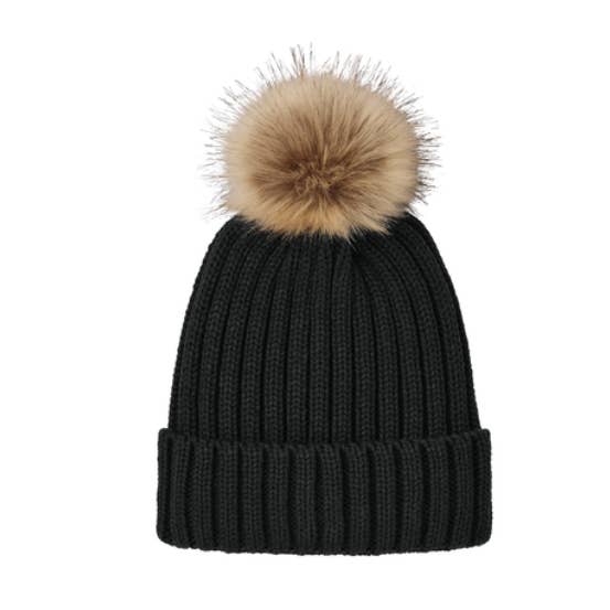 Mad River - Wholesale Beanie - Women's - Faux Fur Pom Beanie with Custom Vegan Leather Patch7
