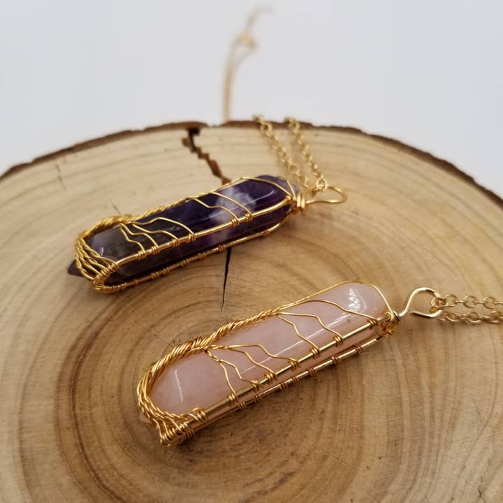 CHAKRA JEWELRY - Wholesale Pendant/Charm Necklace - Tree of Life Wired Crystal Pendant Necklace1