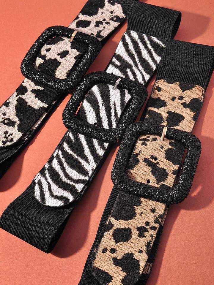 PRINTED FASHION BUCKLE ELASTIC BELT JT50160 for wholesale by anbfashion