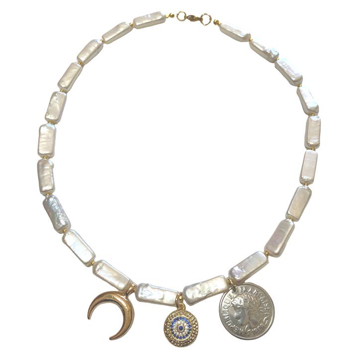 Charming Bar Pearl necklace for wholesale by Honey Rose & K Jewelry