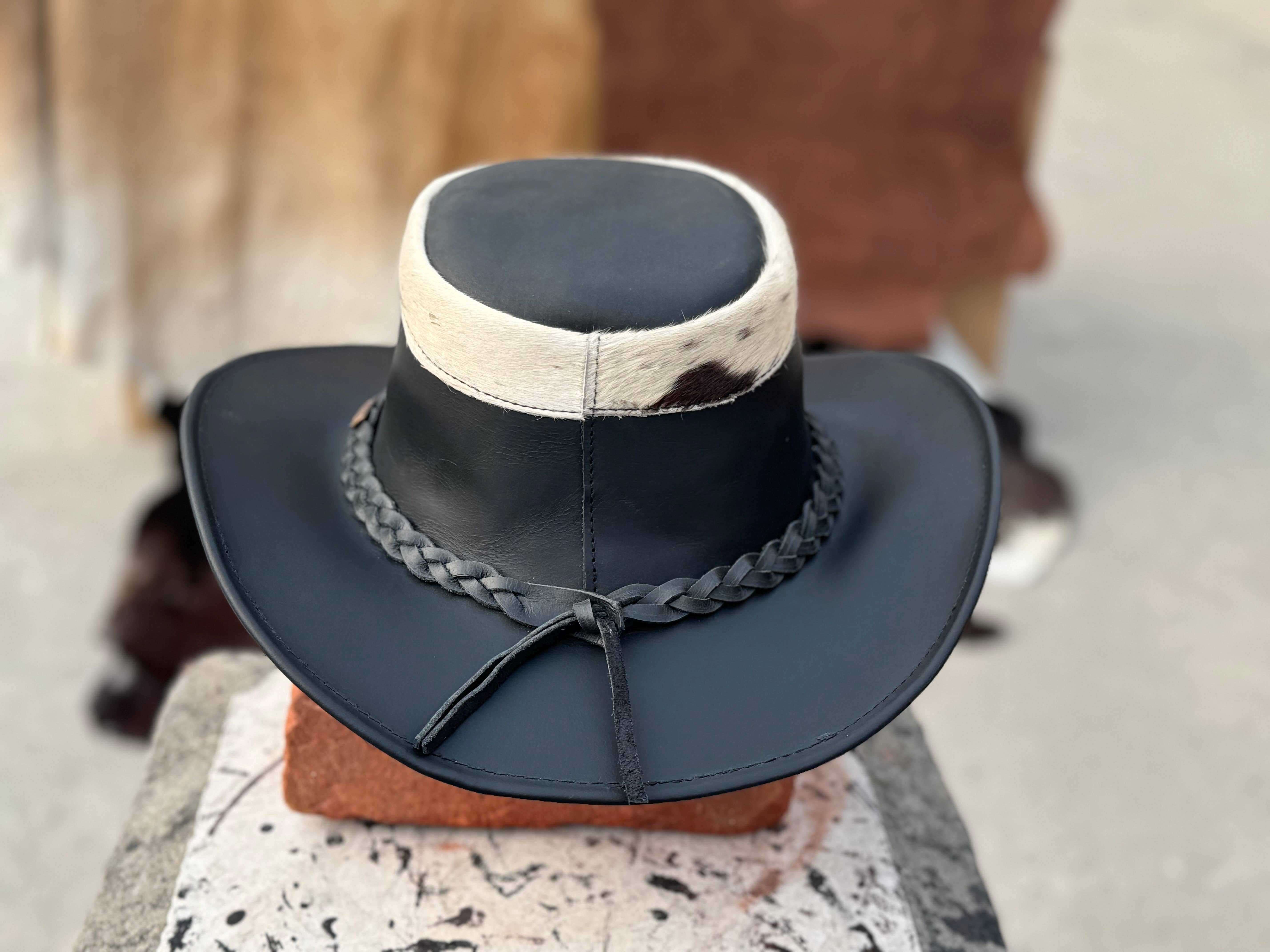 Lesa collection inc - Vente Chapeau de cowboy – unisexe - Chapeau de cowboy en cuir marron et noir Tri style occidental unisexe3