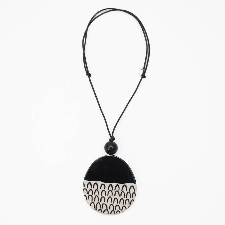 Black Round Decoupage Jolie Pendant for wholesale by Sylca Designs