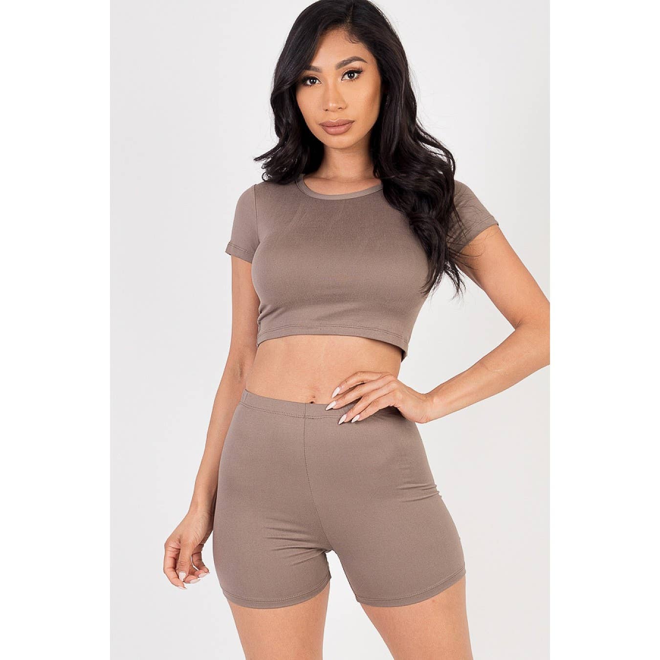 Timeless - Wholesale Lounge Set - Women's - Short Sleeve Crop Top and Shorts Set5