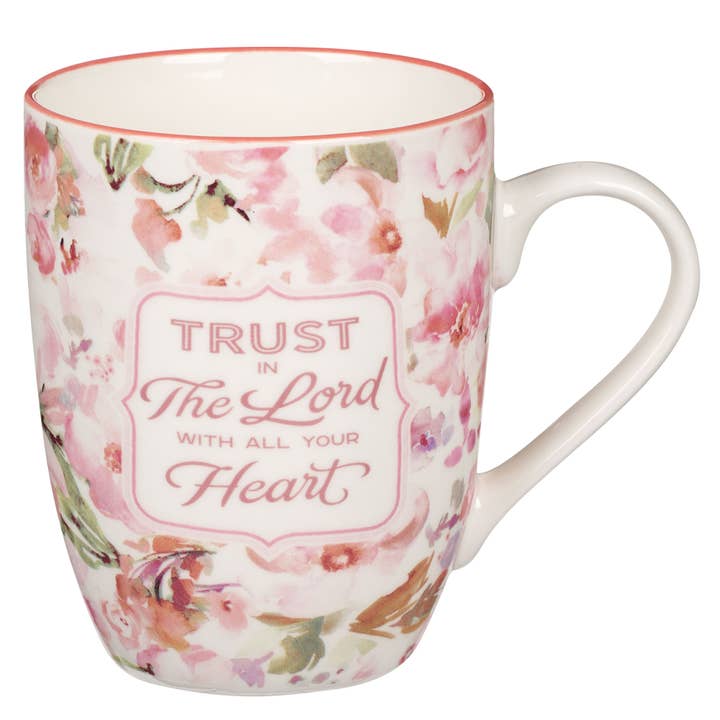 Mug Coral Floral Trust in the Lord Prov. 3:5-6 pour la vente par Christian Art Gifts