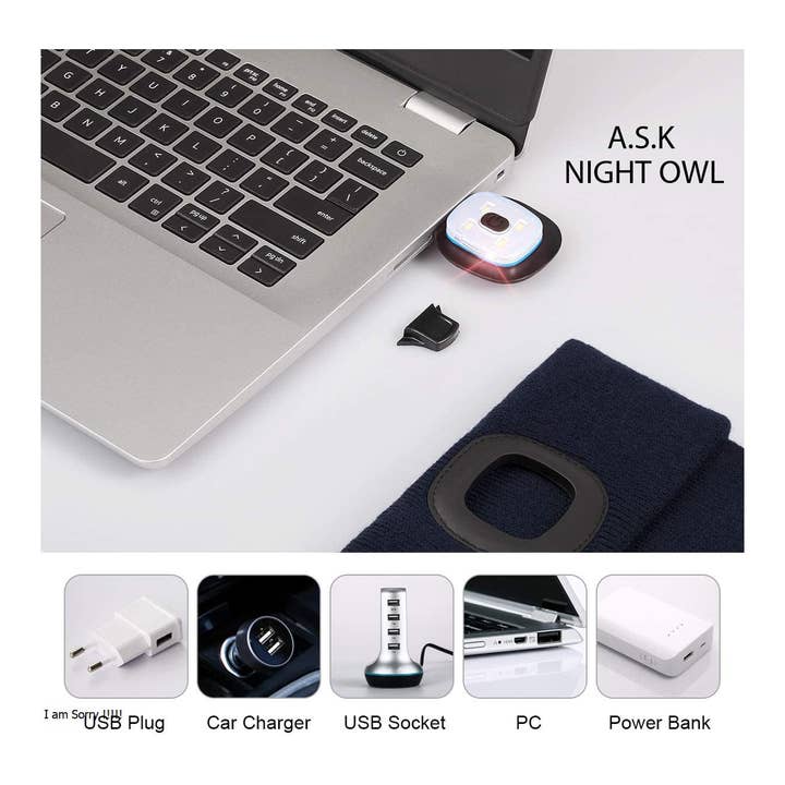 K & S WHOLESALE INC - Wholesale Beanie – Unisex - A.S.K Beanie Hat with LED Light 96 CT Floor Display1