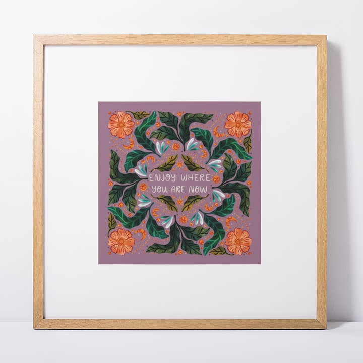 Enjoy Where You Are Now 4x4 Art Print for wholesale by Kristin Heldt Art
