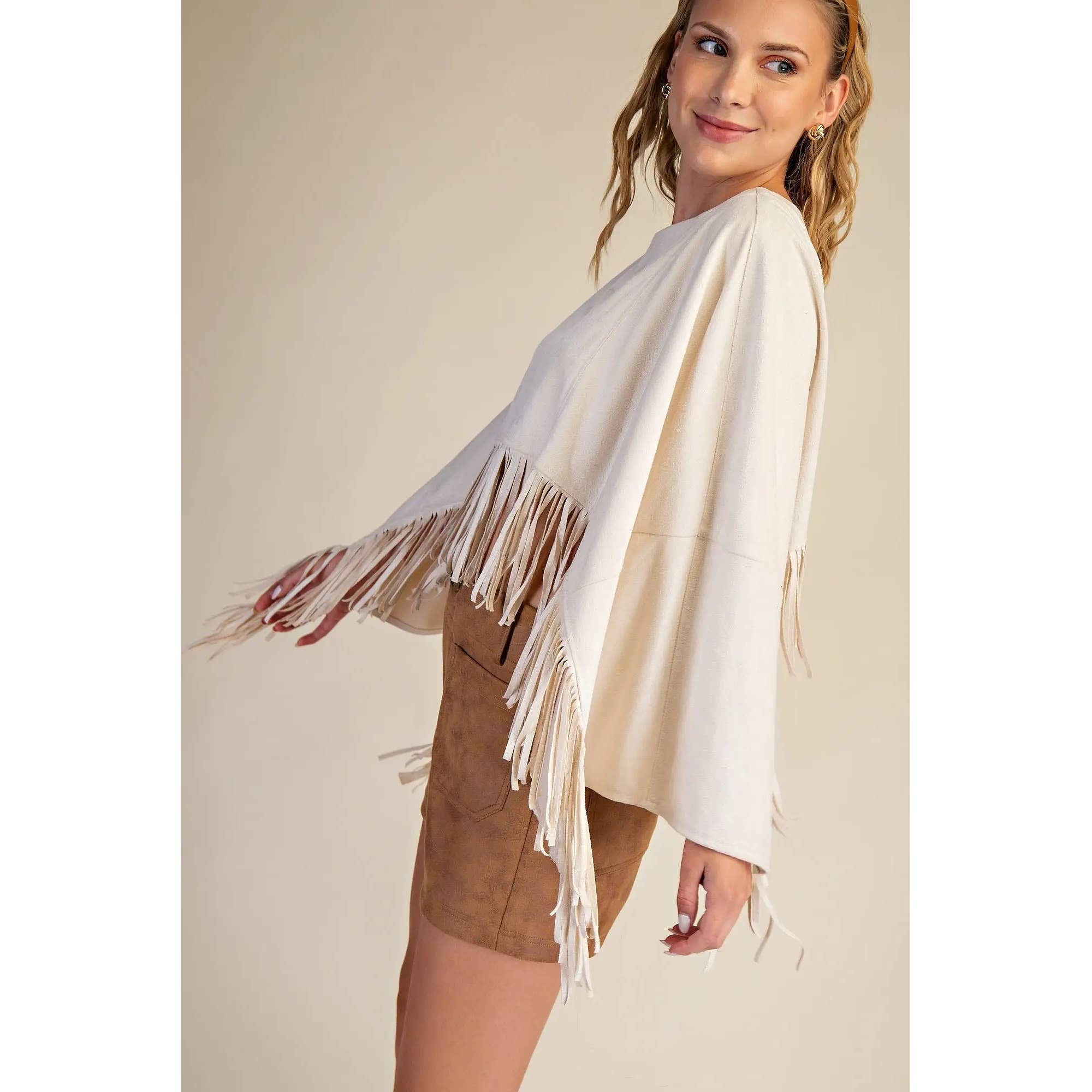 STYLE USA – wholesale Tunika - Dam – NY Sämsskinnsfransponcho16