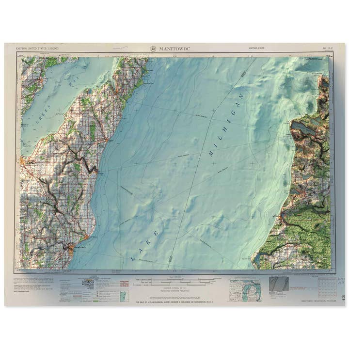 Manitowoc, Wisconsin for wholesale by Scott Reinhard Maps