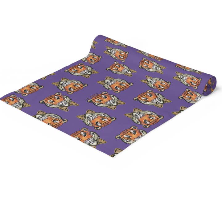 Hey Y'all Party - Wholesale Disposable Table Cover/Runner - Purple and Gold Tiger Paper Table Runner1