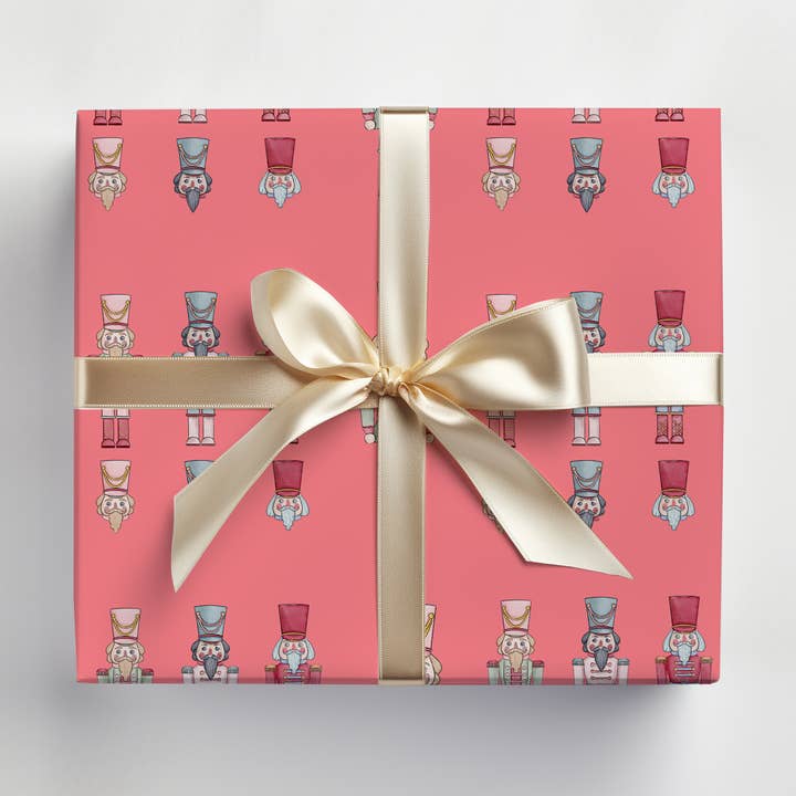 JOSIL Paperie & Gift - Wholesale Wrapping Paper Roll - Dark Pink Nutcracker Gift Wrap
