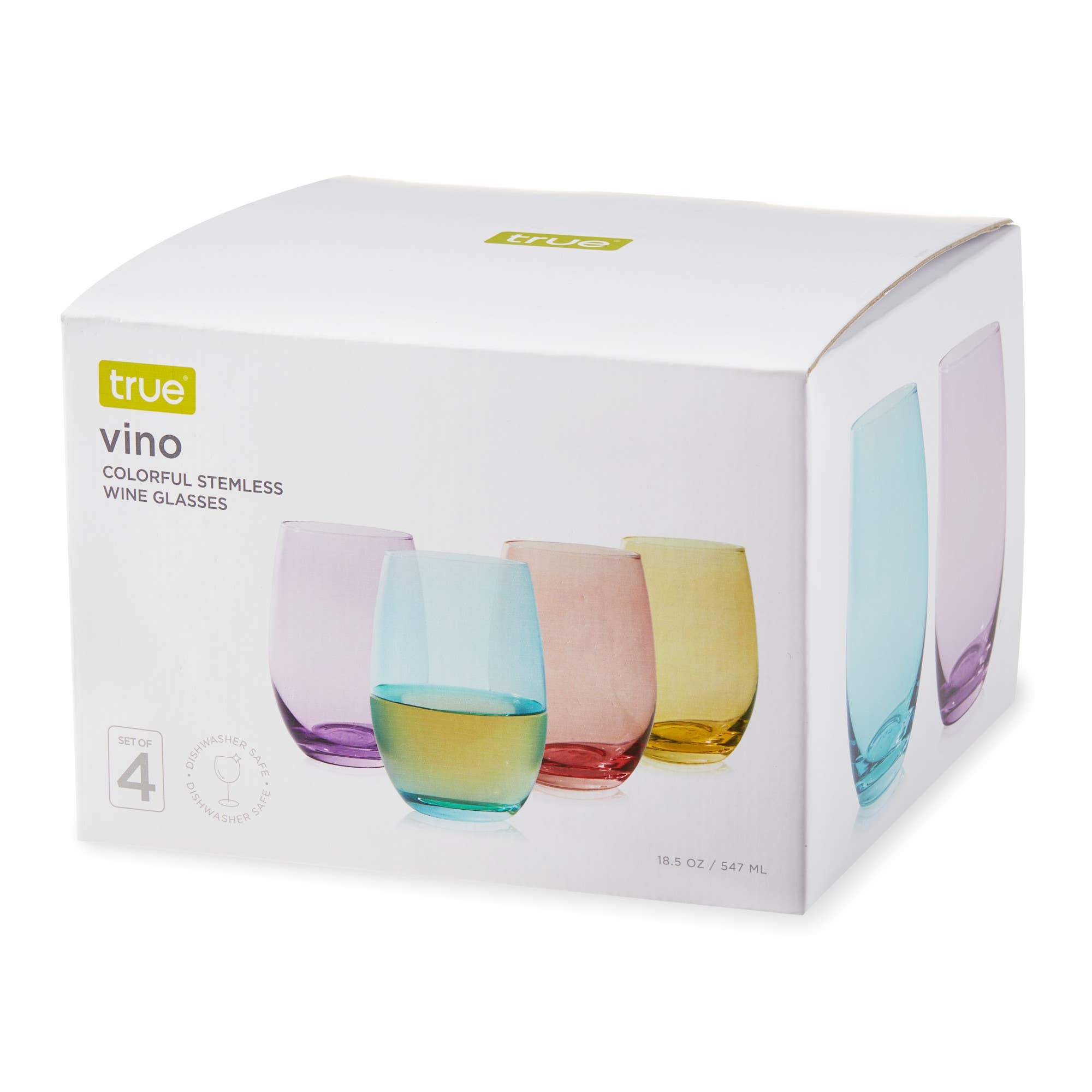 TRUE - Wholesale Wine Glass - Vino Colorful Stemless Wine Glasses Set of 4 or Set of 63
