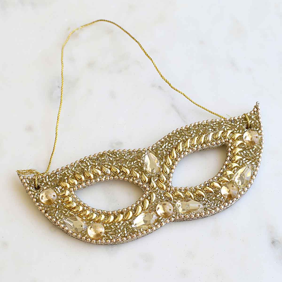 The Royal Standard - Wholesale Ornament - Masquerade Mask Ornament   Gold   2x61