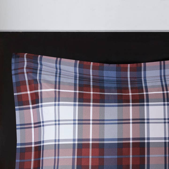 Olliix - Vente Parure de lit - Ensemble de couette à carreaux 3M Scotchgard Moisture Management, rouge