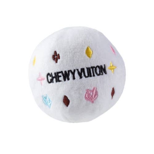 Haute Diggity Dog - Wholesale Pet Squeaky Toy - Dog - White Chewy Vuiton Ball Squeaker Dog Toy1