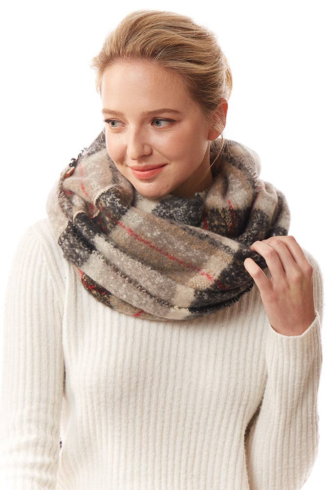 Hana - Wholesale Scarf - Women's - Colorful Plaid Infinity Scarf7