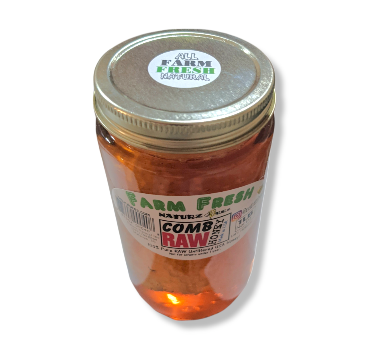 Naturz Beez - Wholesale Weckpot/glazen pot - RAUWE HONINGRAAT 1LB 100% PURE ONGEFILTERDE AMERIKAANSE HONINGRAAT4