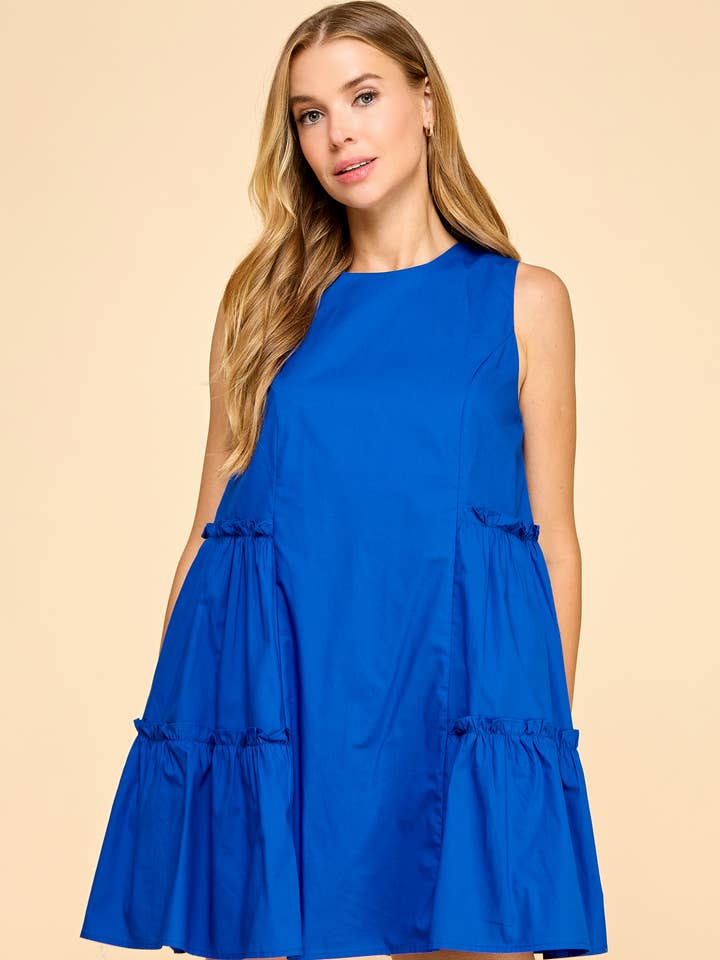 CD05763-Sleeveless A Line Side Tiered Ruffled Detail Dress for wholesale by TCEC