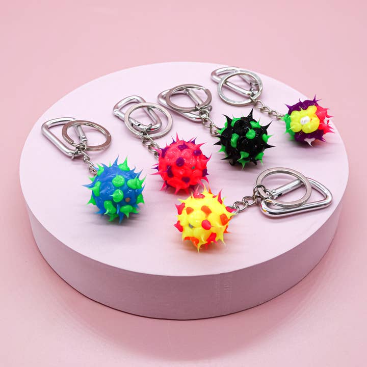 Natalia - Wholesale Keychain - Kids - Assorted Spiky Y2K Sensory Fidget Ball Keychains- SET 12