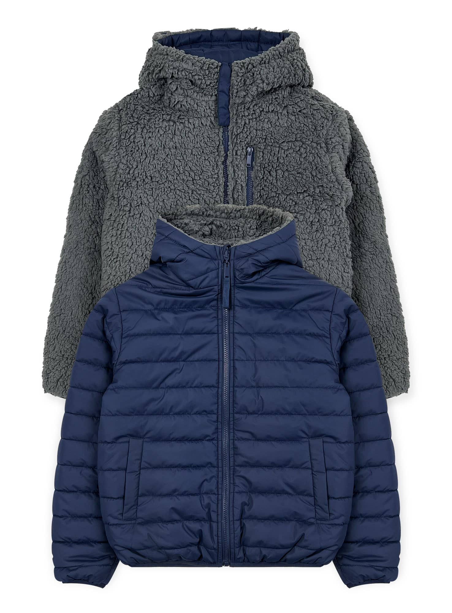 Chase USA International - Wholesale Puffer Jacket - Kids - Boys’ Reversible Jacket With Sherpa Lining #J94253