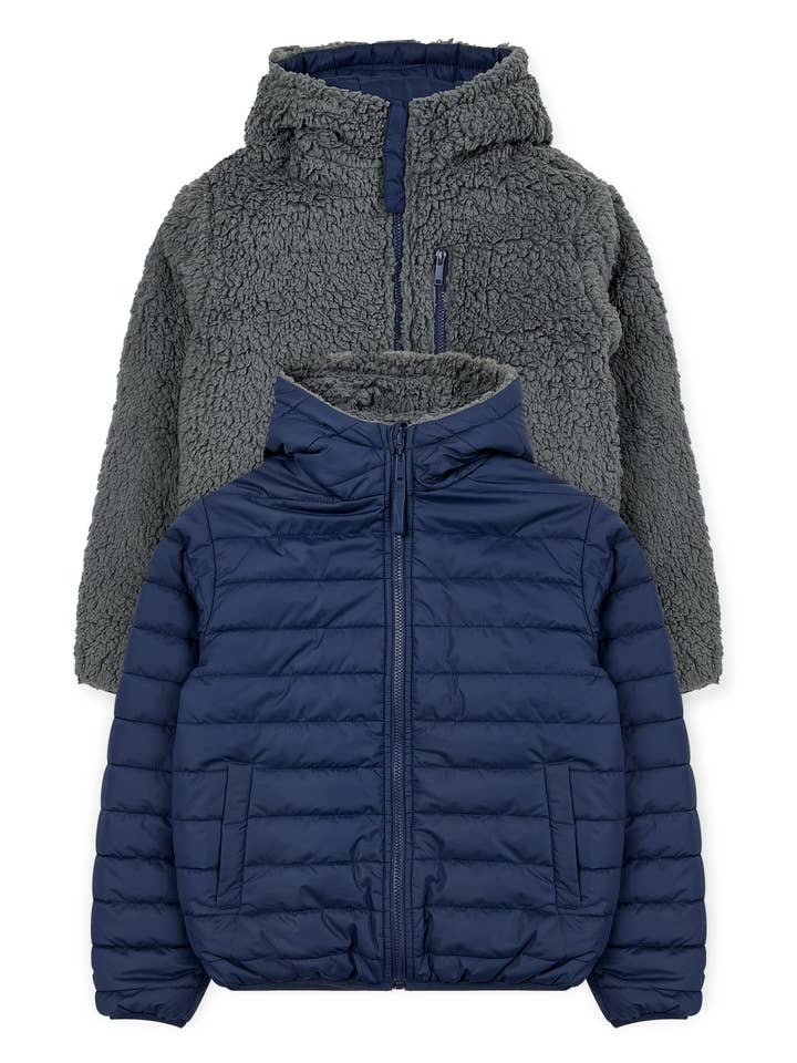 Chase USA International - Wholesale Puffer Jacket - Kids - Boys’ Reversible Jacket With Sherpa Lining #J94253